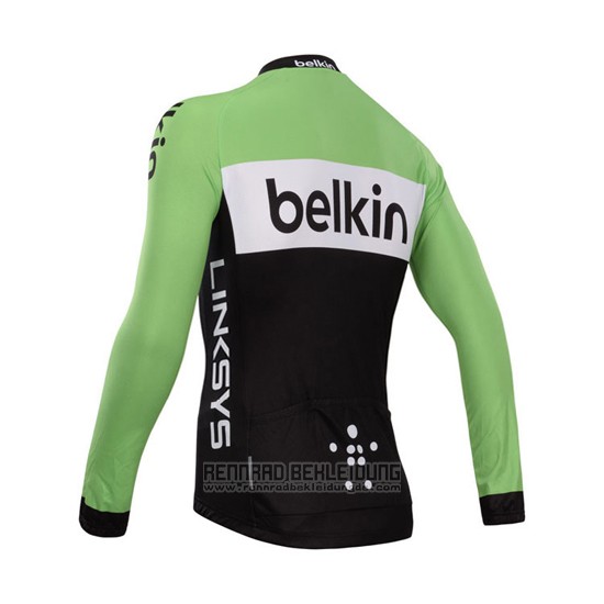 2014 Fahrradbekleidung Belkin Grun und Shwarz Trikot Langarm und Tragerhose